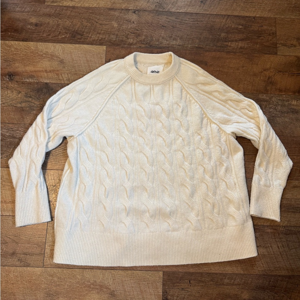 Aerie Cable Knit Cream Sweater